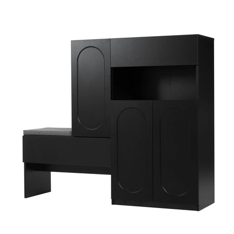 Elegant 2 In 1 Shoe Cabinets With Soft Cushion Versatile Shoe Rack Organizer With Adjustable Shelves - Furniture Home Direct