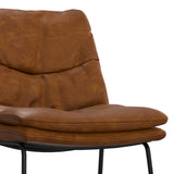 Counter Height Stools Leather Metal Frame Set 2 Camel Brown - Furniture Home Direct