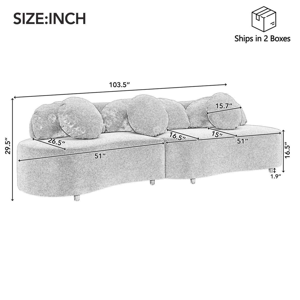 Modern Living Room Sofa Lamb Velvet Upholstered For Home - Furniture Home Direct