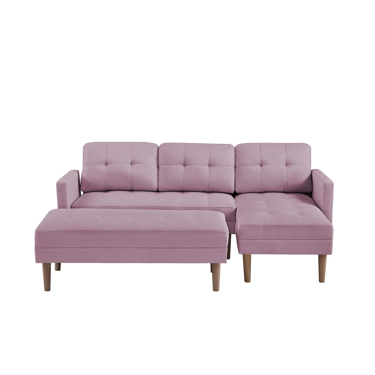 Sectional with Ottoman - Pink - Furniture Home Direct