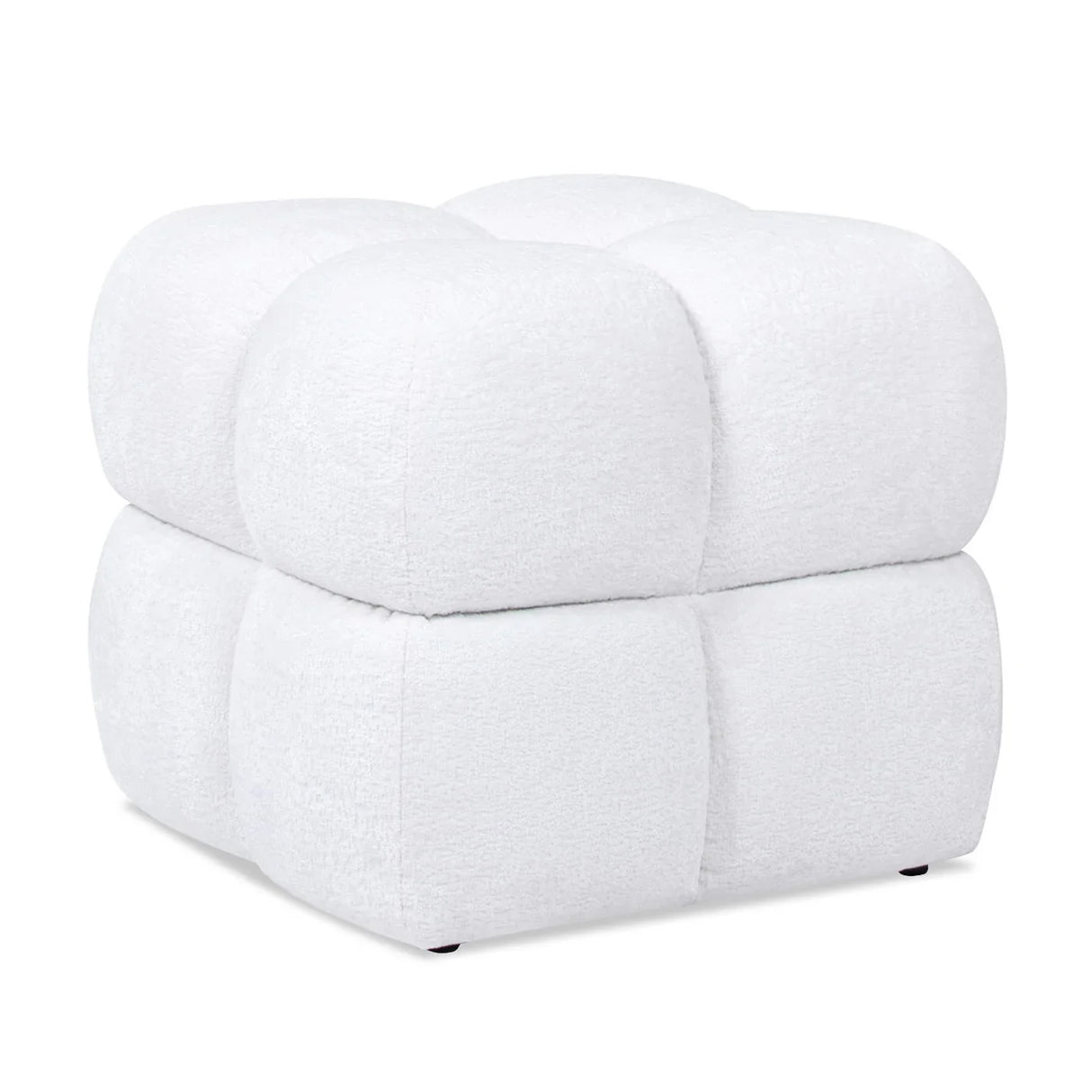 Pixel - Oversized Square Tufted Pouf Ottoman - Almond White - Furniture Home Direct