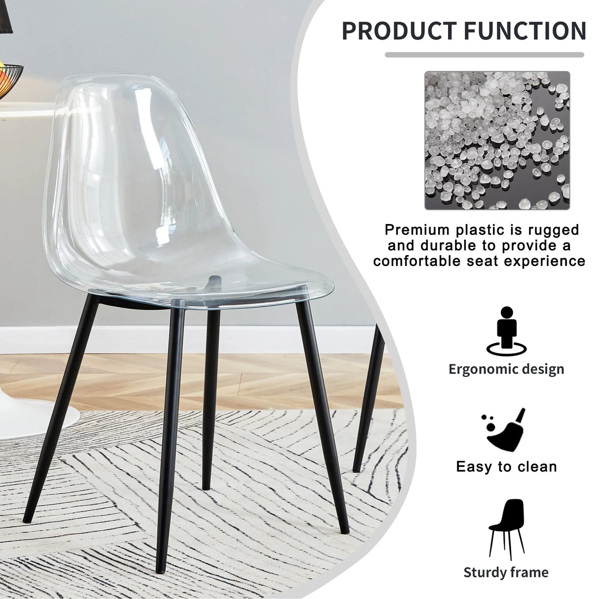 Dining Chairs Acrylic Modern Set 4 Pack Slim Clear - Furniture Home Direct