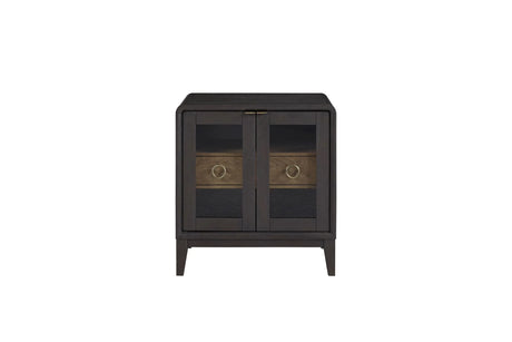 Glass Door Nightstand - Black - Furniture Home Direct