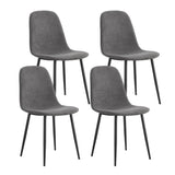 Dining Chair Set Modern Upholstered Linen Cotton Dark Gray - Furniture Home Direct