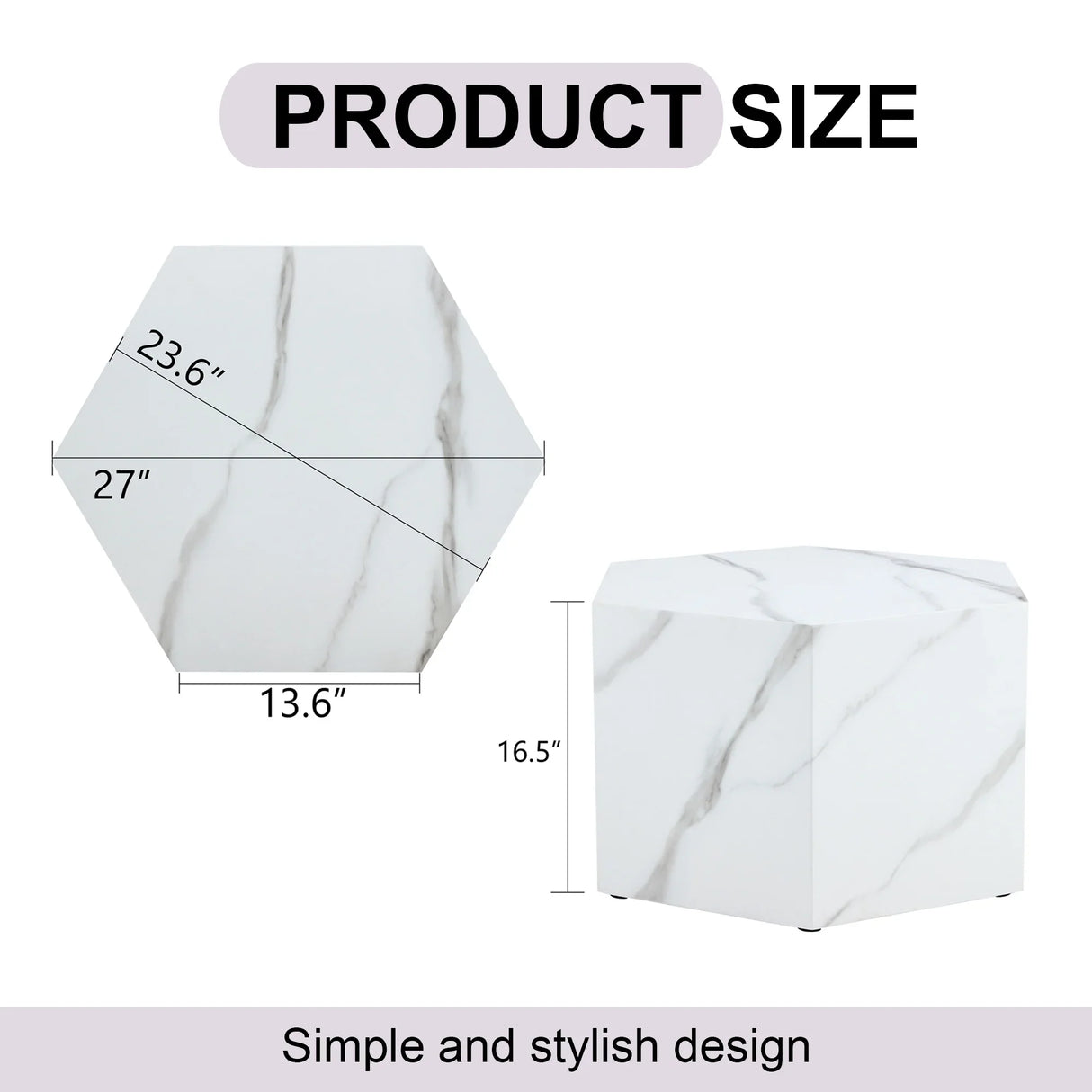 Coffee Table Marble-Effect Cube Geometric Design White - Furniture Home Direct
