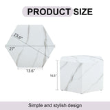 Coffee Table Marble-Effect Cube Geometric Design White - Furniture Home Direct