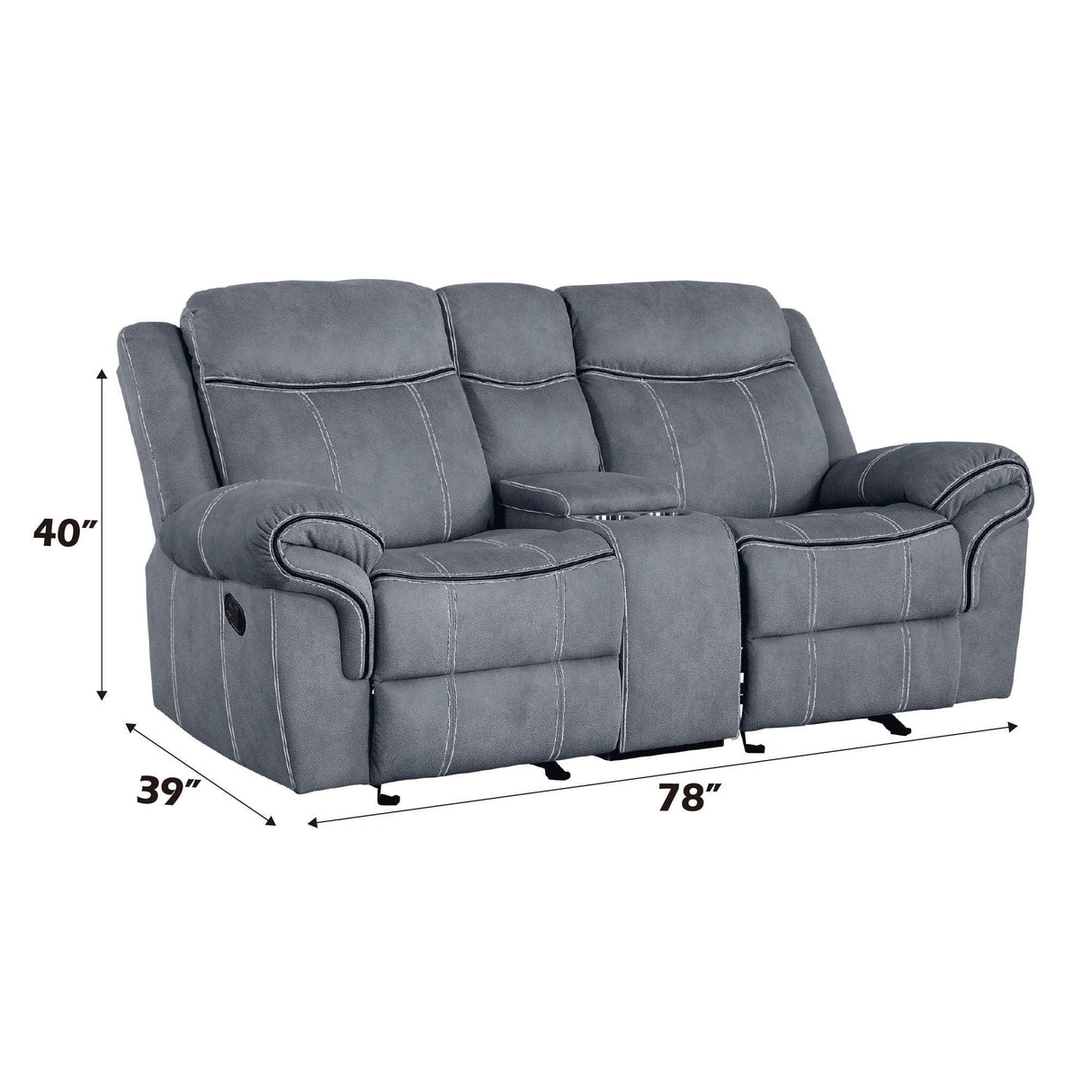 Zubaida - Two Tone Velvet Recliner Loveseat With USB Port Console - Furniture Home Direct
