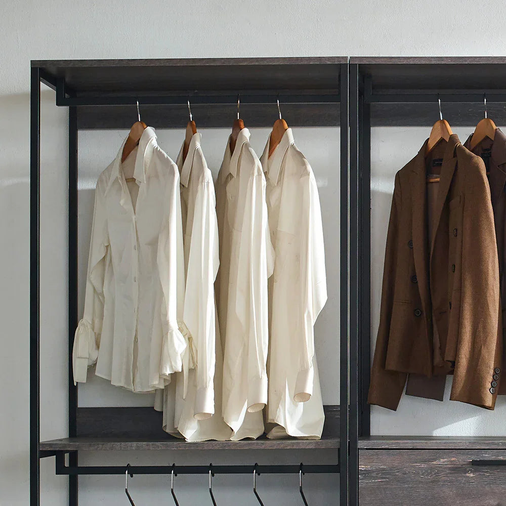 Closet System With Drawers Rods Industrial Frame Dark Brown - Furniture Home Direct