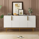 Modern Elegant 4 Door Sideboard Gold Metal Handle Buffet Cabinet For Dining Room, Living Room, Bedroom, Hallway - Furniture Home Direct