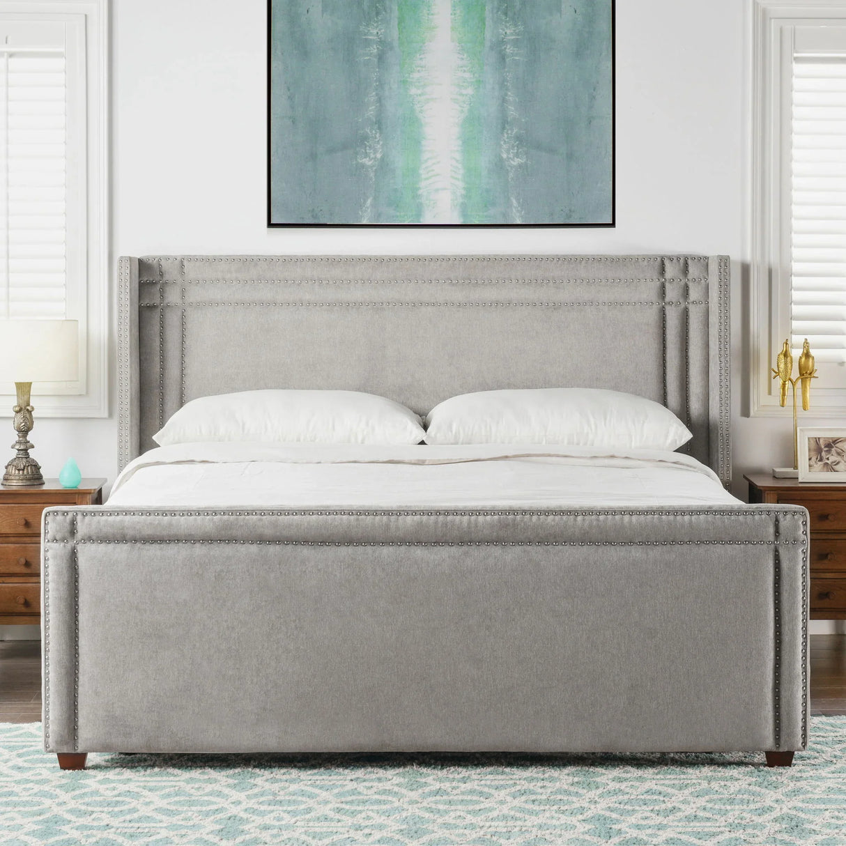 Elle - Wingback Upholstered King Bed - Silver Gray - Furniture Home Direct