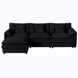 Modern Comfy Deep Seat Modular Sectional Sofa Cloud Couch With Ottoman - Furniture Home Direct
