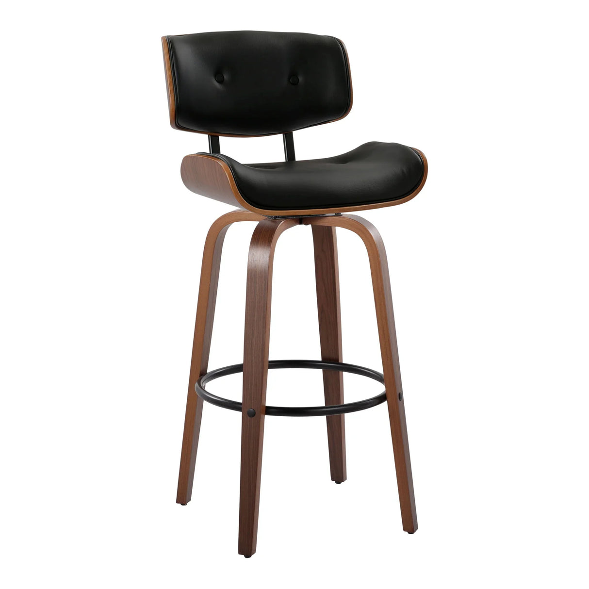 Lombardi - Mid-Century Modern Fixed Height Barstool With Swivel With Round Footrest (Set of 2) - Furniture Home Direct