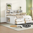 Daybed With 2 Bedside Cabinets, Upper Shelves And 4 Drawers - Furniture Home Direct