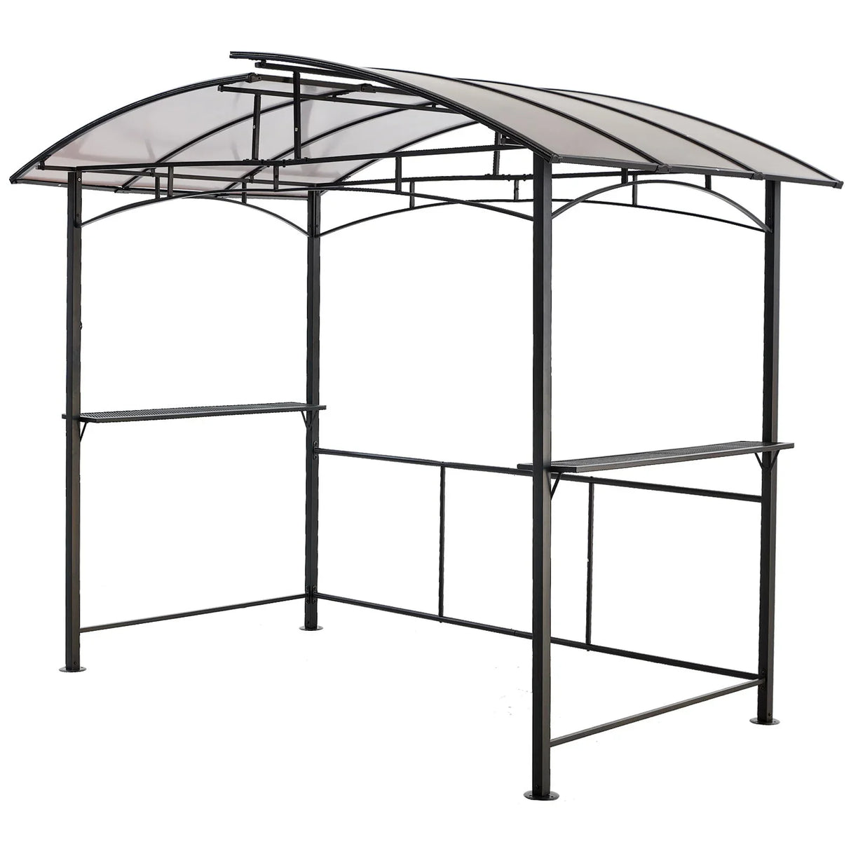 Grill Gazebo 8X5Ft, Outdoor Patio Canopy, Bbq Shelter With Steel Hardtop And Side Shelves - Black - Furniture Home Direct
