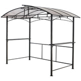 Grill Gazebo 8X5Ft, Outdoor Patio Canopy, Bbq Shelter With Steel Hardtop And Side Shelves - Black - Furniture Home Direct