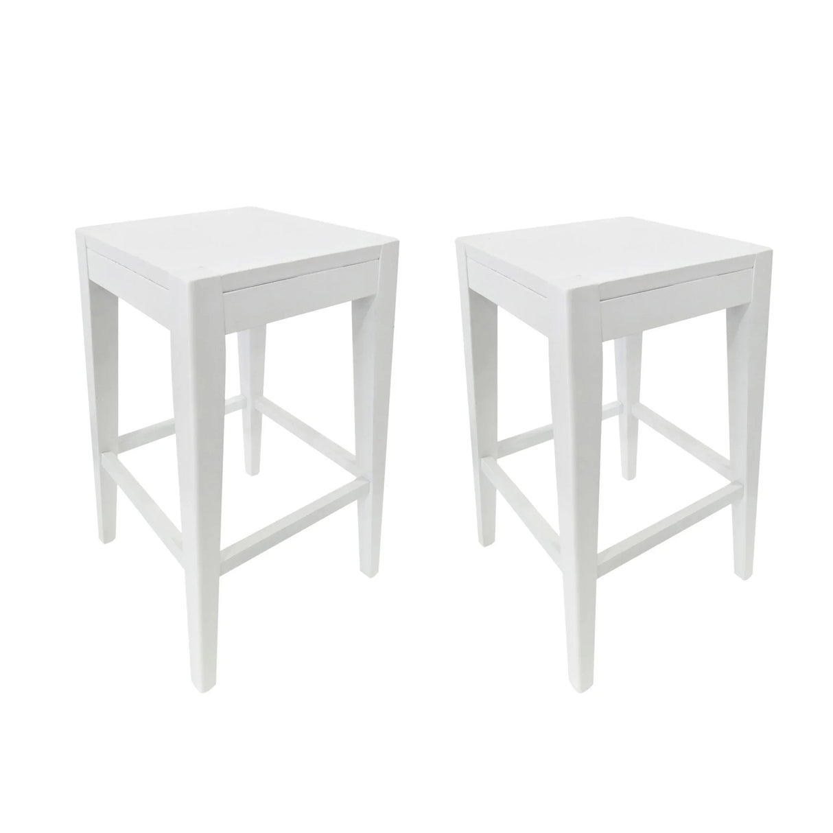 Counter Barstool (Set of 2), Rubber Wood - White