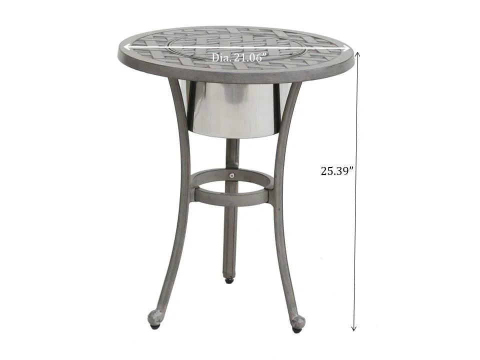 21" Cast Aluminum Round Table With Ice Bucket - Furniture Home Direct