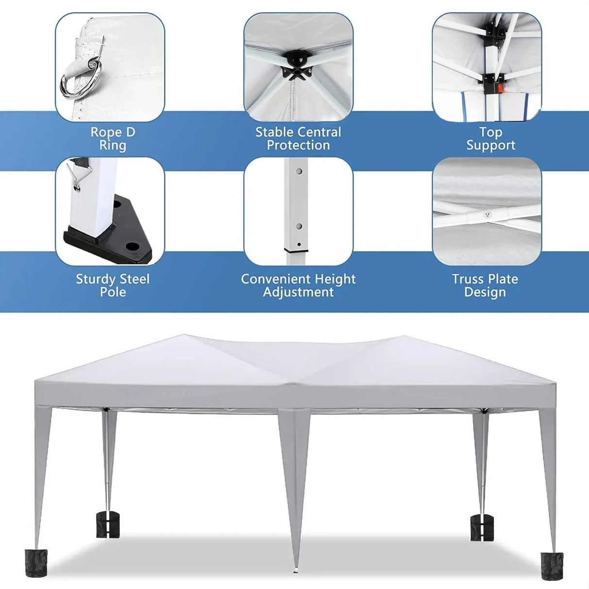 10'X20' Folding Canopy With 6 Removable Sidewalls Outdoor Event Shelter UPF 50+ Gazebo Portable Tents For Parties Beach Camping Wedding Ez Pop Up Canopy - Furniture Home Direct