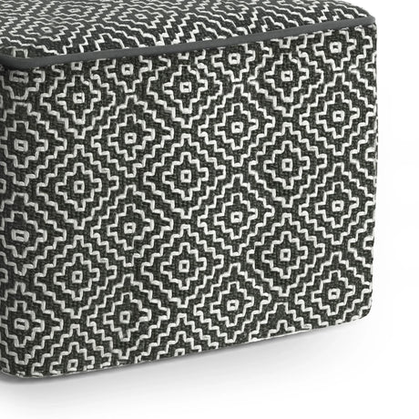 Briella - Square Woven Outdoor / Indoor Pouf - Gray / White - Furniture Home Direct