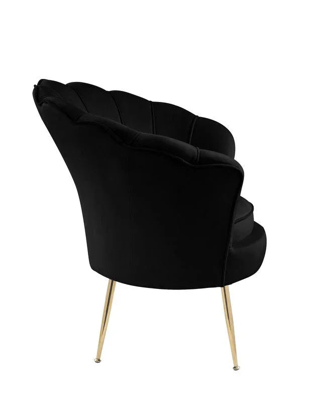 Angelina - Velvet Scalloped Back Barrel Accent Chair With Metal Legs - Furniture Home Direct