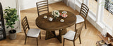 Dining Set Round Table With Four Upholstered Chairs Walnut - Furniture Home Direct