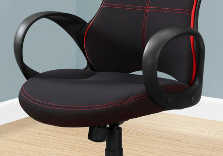 Office Chair, Gaming, Adjustable Height, Swivel, Ergonomic, Armrests, And Red, Contemporary & Modern - Black - Furniture Home Direct