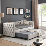 Inspired Upholstered Daybed With Trundle, Button Tufted - Furniture Home Direct