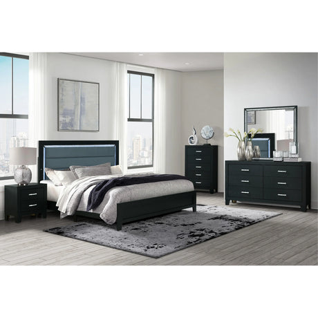 King Bedroom Set Contemporary With Dresser Mirror Black - Furniture Home Direct