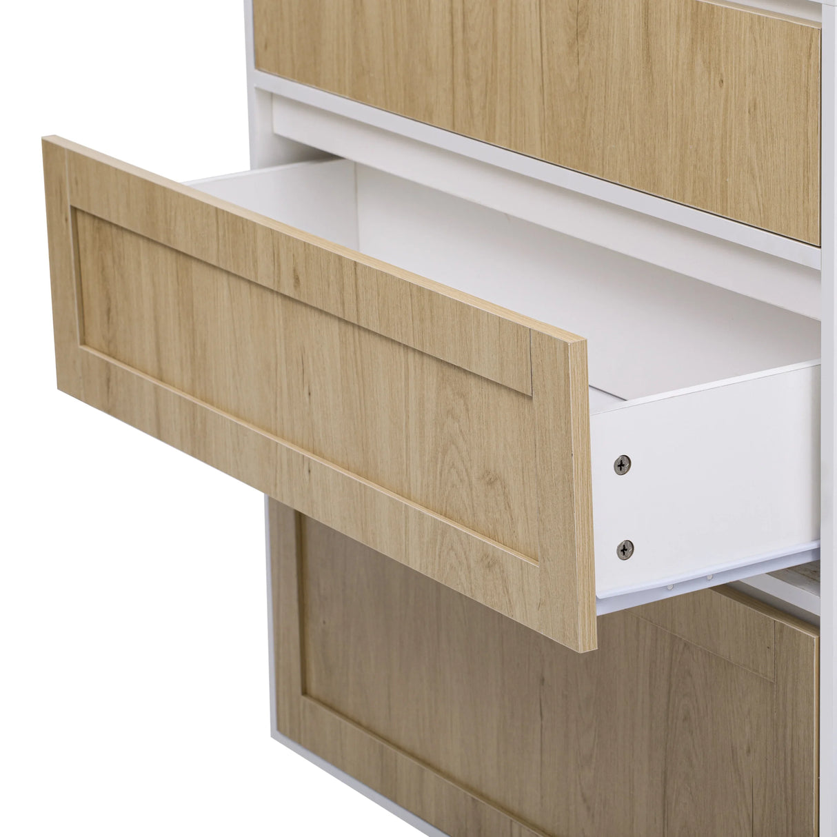 Accent Cabinet 3 Drawer White Wood Finish Light Brown - Furniture Home Direct