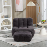 Modern Indoor Fluffy Bean Bag Chair With Memory Foam And Ottoman, Super Soft - Furniture Home Direct