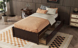 Twin Bed With 2 Drawers, Solid Wood, No Box Spring Needed - Furniture Home Direct
