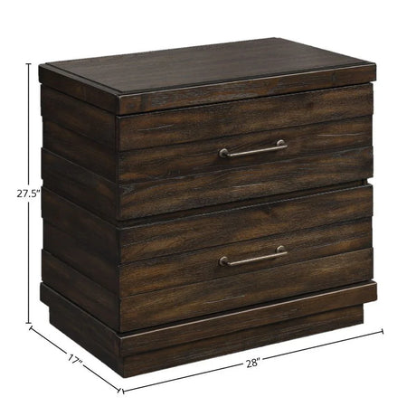 Industrial Farmhouse Designed 2 Drawer Nightstand - Brown - Furniture Home Direct