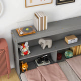 Floor Bed With L-Shaped Bookcases, Sliding Doors, Without Slats - Furniture Home Direct