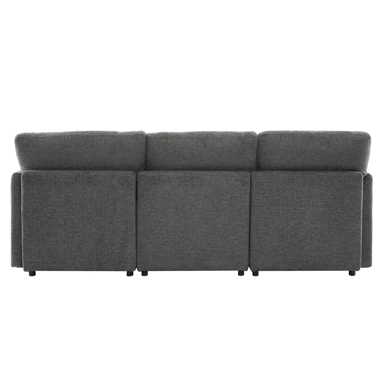 Sectional Sofa, Modular With USB Ports And Ottoman, Grey - Furniture Home Direct
