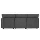 Sectional Sofa, Modular With USB Ports And Ottoman, Grey - Furniture Home Direct
