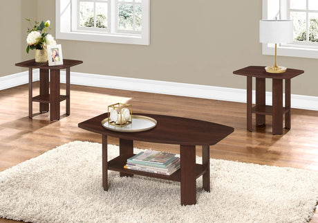 Table Set: Coffee, End, Side, Accent, Living Room, Transitional (Set of 3) - Cherry - Furniture Home Direct