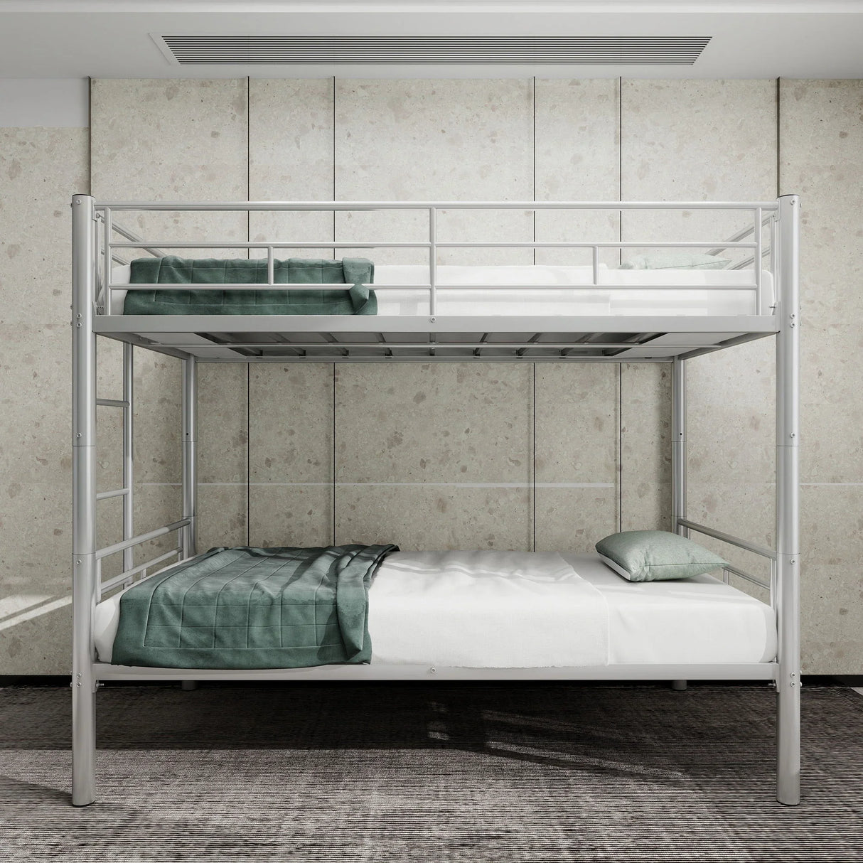 Metal Bunk Bed For Kids, Convertible Bedframe With Ladders & Guardrail - Furniture Home Direct
