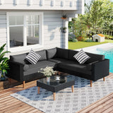 4 Pieces Outdoor Wicker L-Shape Sofa Set - Furniture Home Direct