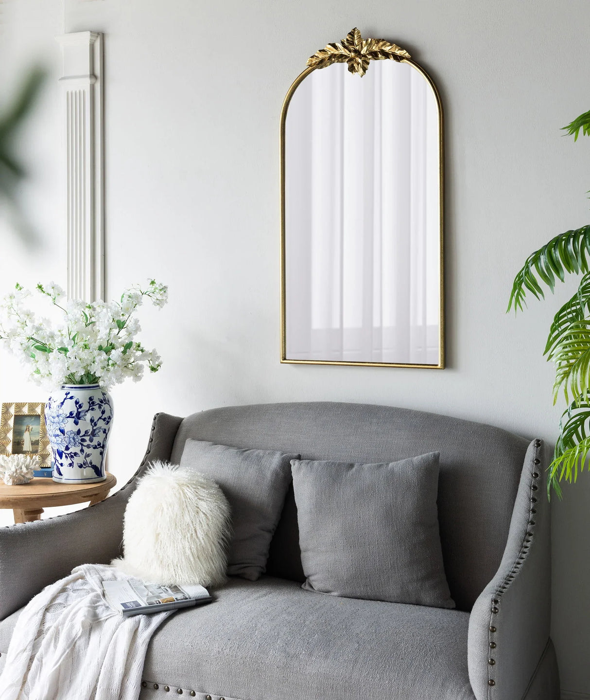 Arched Wall Mirror With Metal Frame, Wall Mirror For Living Room - Furniture Home Direct
