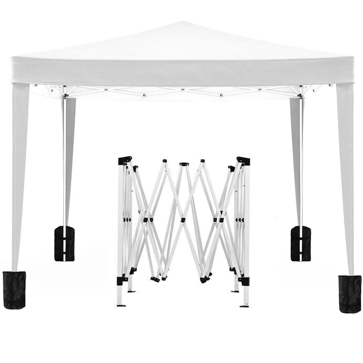 10'X10' Folding Canopy With 4 Removable Sidewalls Outdoor Event Shelter UPF 50+ Gazebo Portable Tents For Parties Beach Camping Wedding Ez Pop Up Canopy 4 Pieces Weight Bag + Carry Bag - Furniture Home Direct