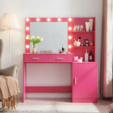 Vanity Desk With Mirror And Lights, 46.4In Dressing Table With 2 Large Drawer & Large Vertical Organizer, 3 Level Dresser & 3 Lighting Modes Adjustable Brightness, Suitable For Bedroom - Furniture Home Direct