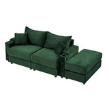 Sofa and Ottoman With Storage, Two USB Ports, Two Cup Holders and Phone Holder - Green - Furniture Home Direct