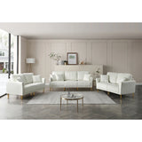 Modern Upholstered Living Room Set Containing One Sofa and Two Love Seats - Cream Velvet - Furniture Home Direct