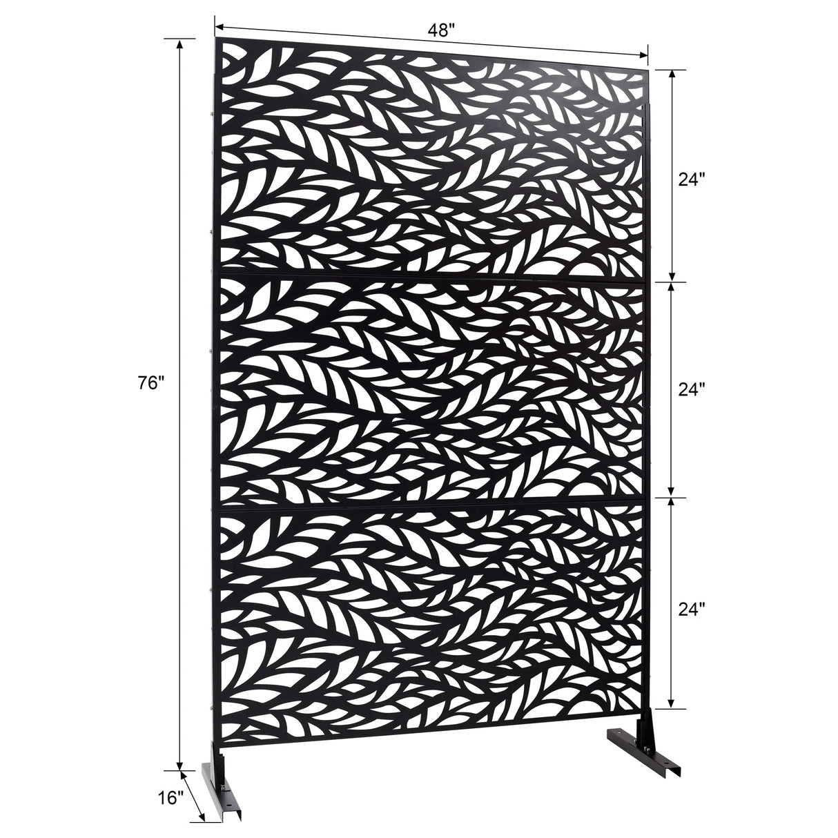 Outdoor & Indoor Privacy Screen Metal Privacy Screen, Freestanding Decorative Privacy Screen For Deck Balcony Patio - Black - Furniture Home Direct
