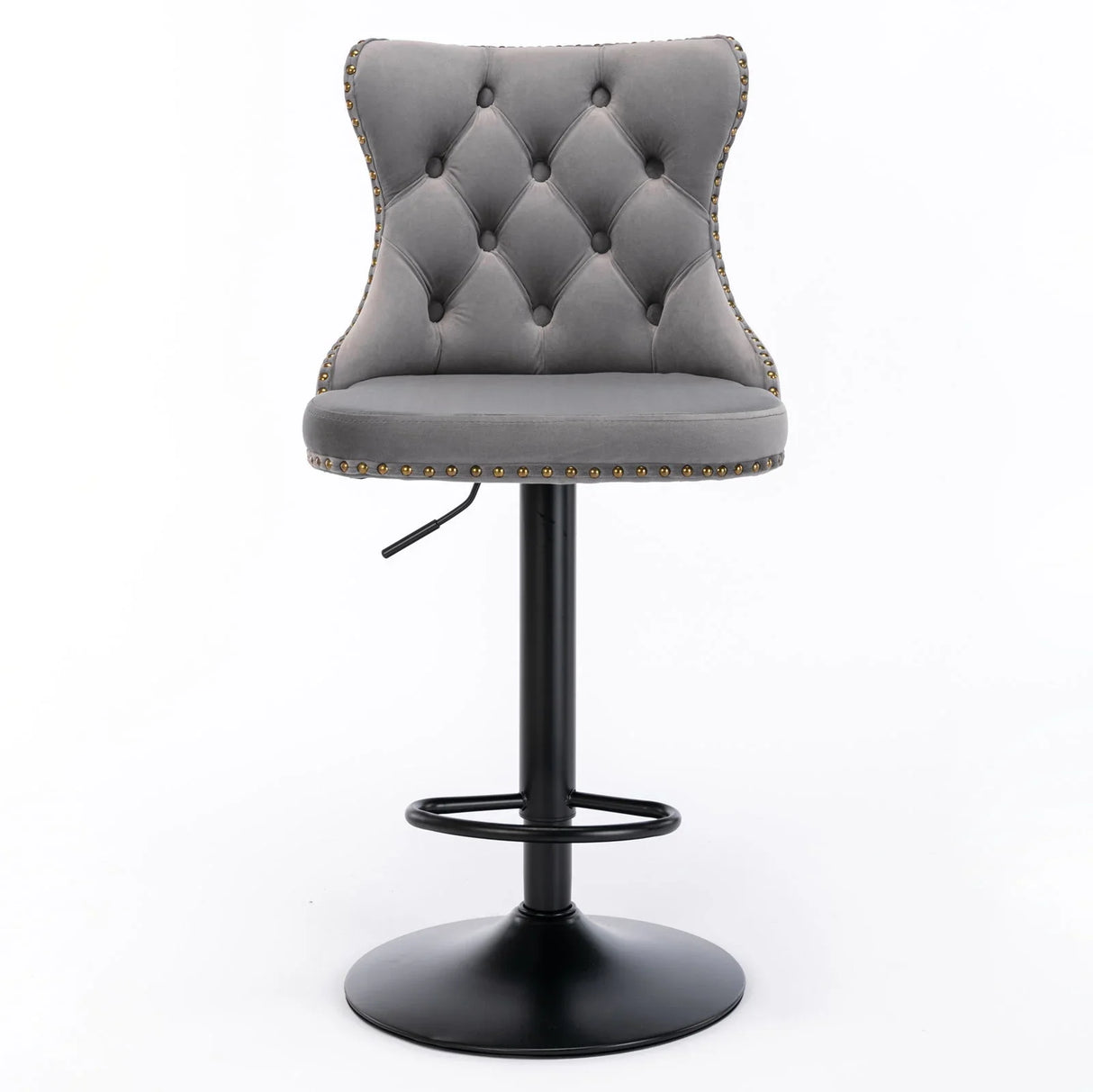 Swivel Velvet Barstools Adjusatble Seat Height, Modern Upholstered Bar Stools With Backs Comfortable Tufted For Home Pub And Kitchen Island (Set of 2) - Furniture Home Direct