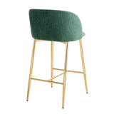 Fran - Pleated Waves Contemporary / Glam Fixed Height Counter Stool (Set of 2) - Furniture Home Direct