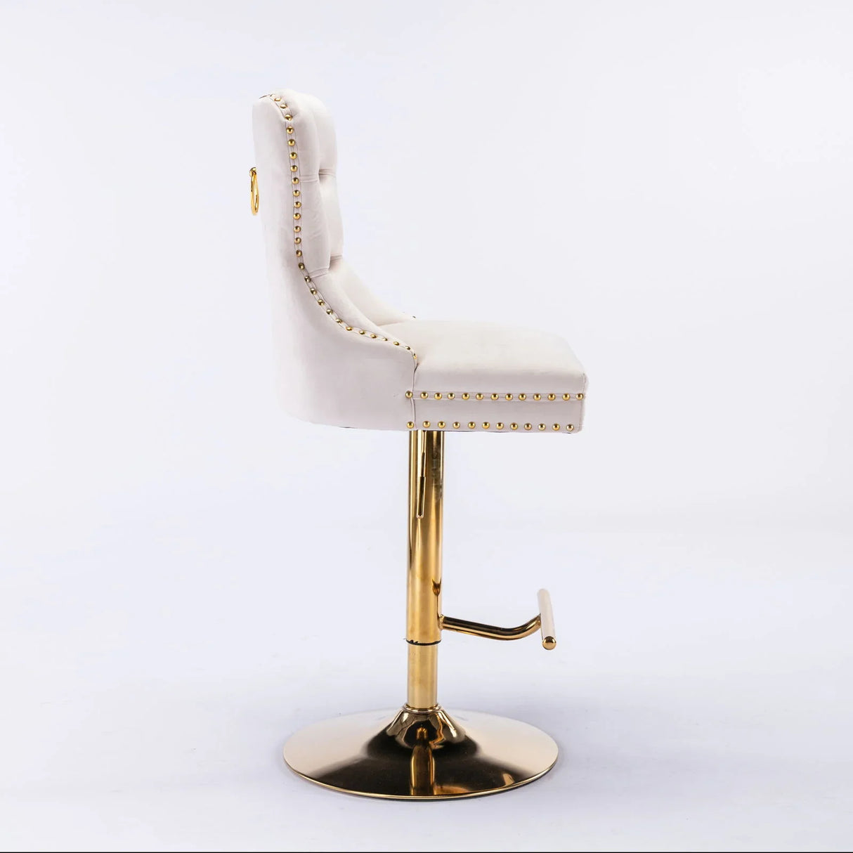 Thick Golden Swivel Velvet Barstools Adjusatble Seat Height From 25-33", Modern Upholstered Bar Stools With Backs Comfortable Tufted For Home Pub And Kitchen Island (Set of 2) - Furniture Home Direct