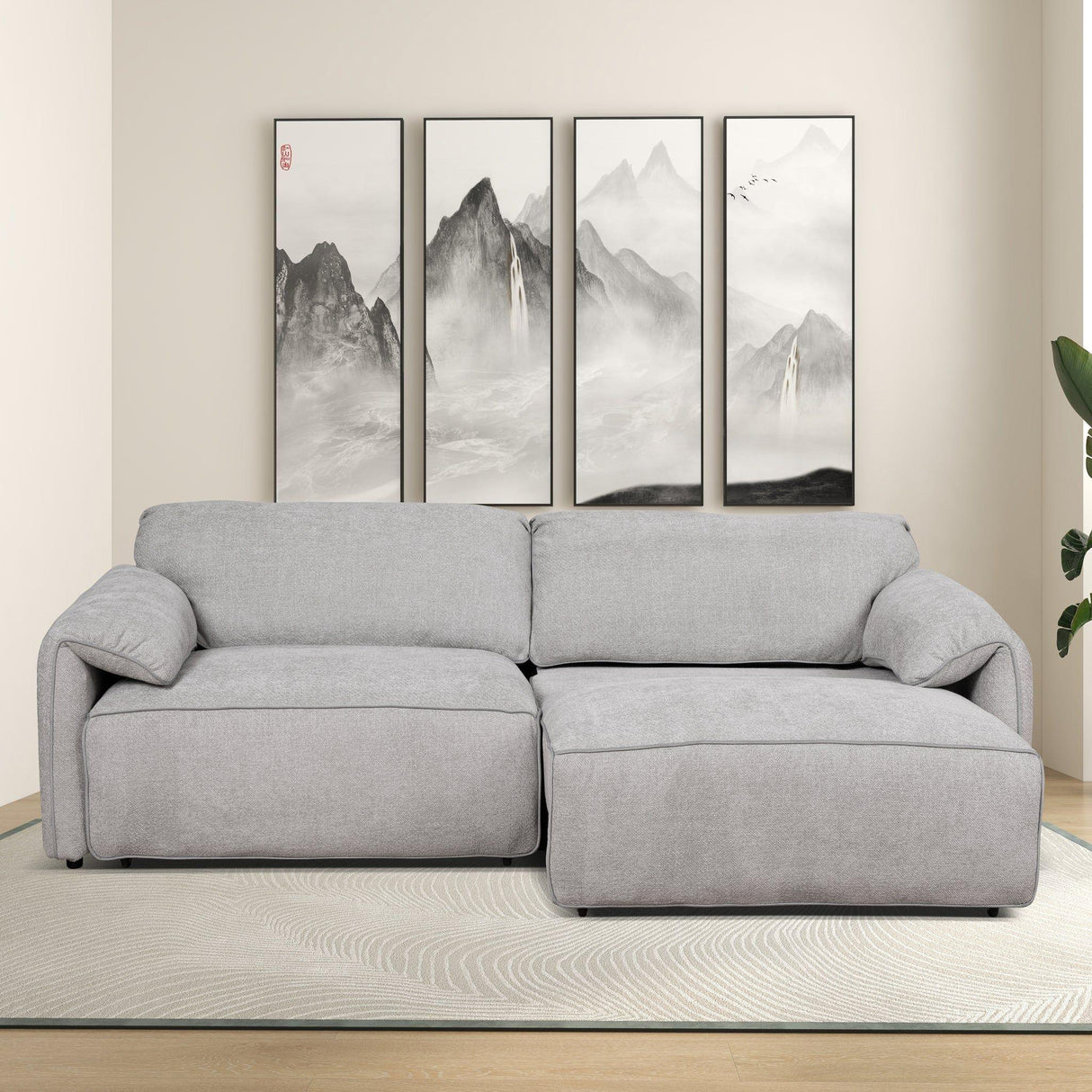 Cleveland - Dual Power Convertible Sofa - Silver - Furniture Home Direct