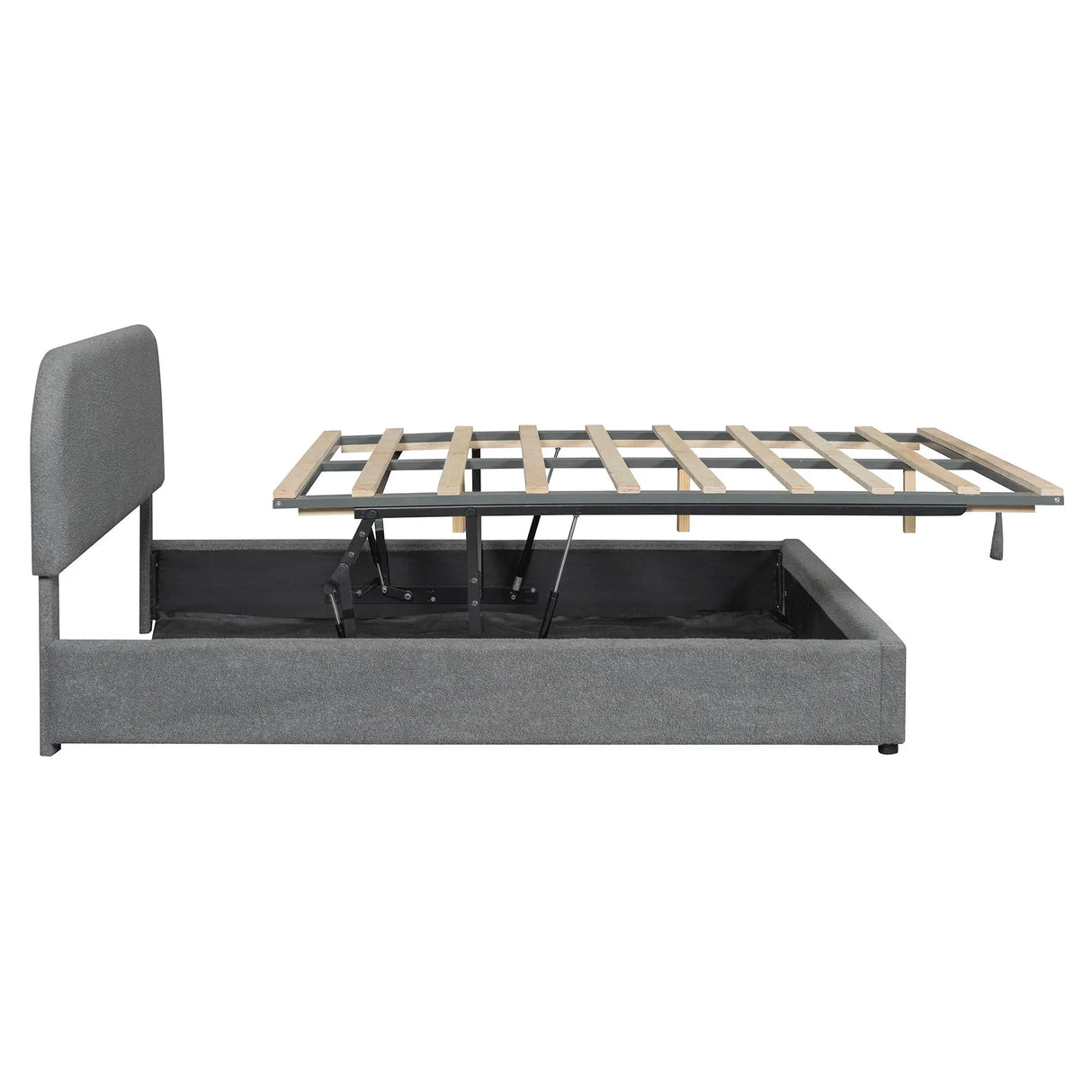 Upholstered Platform Bed With Hydraulic Storage System - Furniture Home Direct