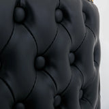 Counter Height Bar Stools Tufted PU Leather Swivel Black - Furniture Home Direct